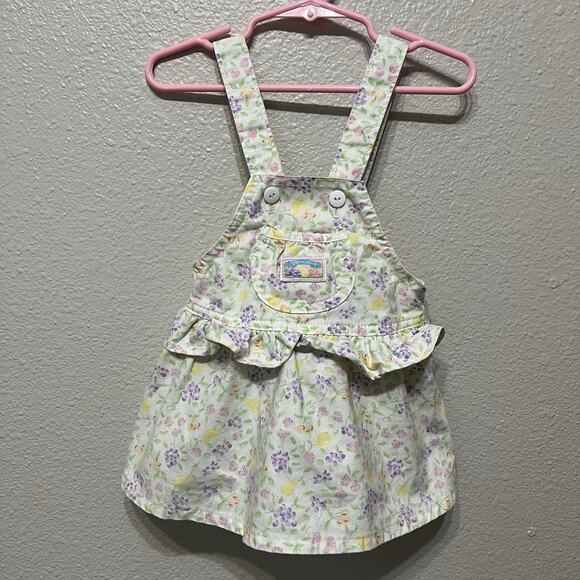 Vintage 90s Oshkosh Overall Jumper Dress Fruit 12M - Picture 1 of 6